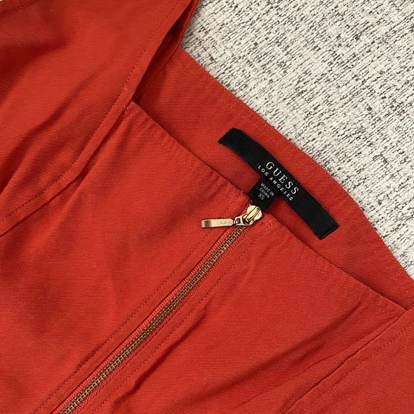 Rustic orange vintage zip up denim mini dress - Picture 3 of 7